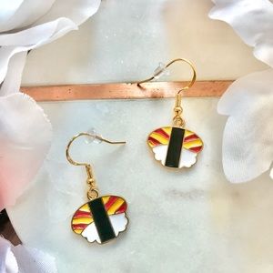 Sushi Dangly Earrings made with Gold Plated Sterling Silver Ear Wires NWT